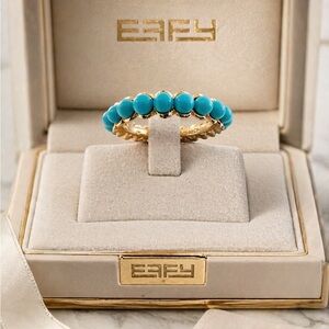 EFFY Turquoise Bead Gold eternity Ring Sz 7.25